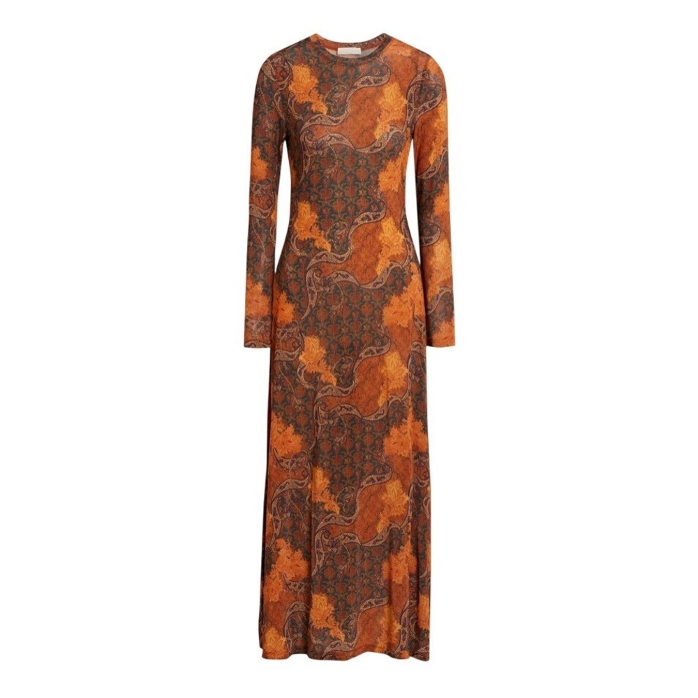 Ulla Johnson Midi Dress Size P Amari Womens Amber Paisley Damask Jersey FA240815
